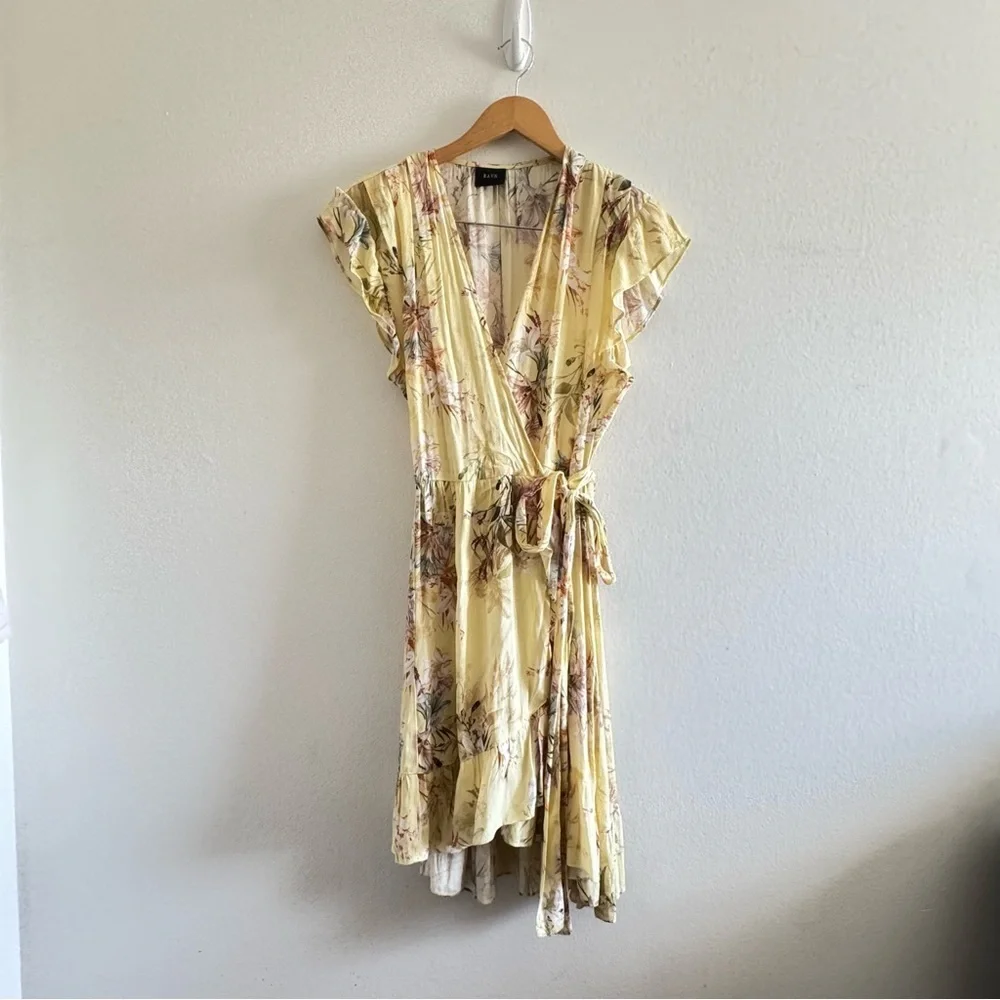 RAVN x Revolve Yellow Floral Wrap Dress size Small - Picture 4 of 11